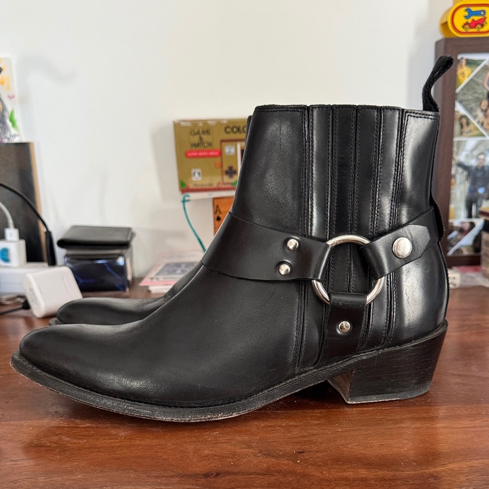 Black Leather Ankle Boots - Picture 5 of 13